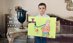 7 yaşındaki minik karikatürist il birincisi oldu