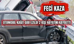 Feci kaza Otomobil kağıt gibi ezildi  2 kişi hayatını kaybetti.