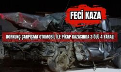 Korkunç Çarpışma Otomobil ile Pikap Kazasında 3 Ölü 4 Yaralı