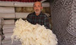 Sivas'ta yün yorgan mesaisi