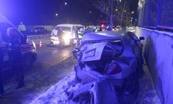 Minibüs Otoya Çarptı