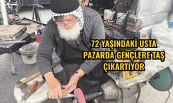 72 yaşındaki usta pazarda gençlere taş çıkartıyor