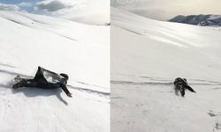 Sivas’ta Kar Keyfi Başka Yaşandı: Poşetle Kaydılar