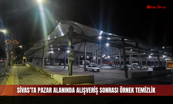 Sivas'ta pazar alanında alışveriş sonrası örnek temizlik