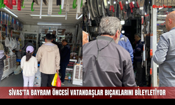 Sivas'ta bayram öncesi vatandaşlar bıçaklarını bileyletiyor