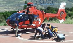 Evinde düşen ağır yaralı hasta için helikopter havalandı