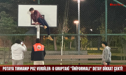 Basketbol Potasına Tırmanıp Poz Verdi, O Anlar Cep Telefonuyla Kaydedildi
