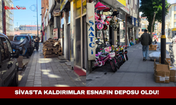 Sivas'ta kaldırımlar esnafın deposu oldu!