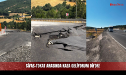 Sivas-Tokat Arasında Kaza Geliyorum Diyor! Çöken Yol Bir Aydır Yapılmıyor!