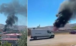 Sivas'ta boş tanker alevler içinde kaldı