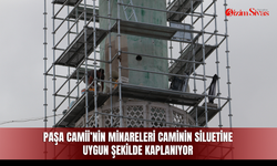 Paşa Camii’nin minareleri caminin siluetine uygun şekilde kaplanıyor