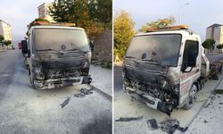 Suşehri'nde park halindeki çekici yandı