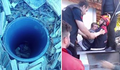 Karşıyaka'da kuyuya düşen adam kurtarıldı