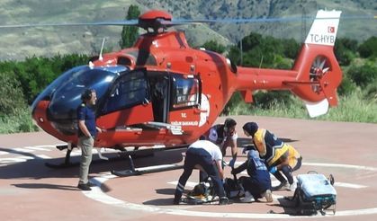 Evinde düşen ağır yaralı hasta için helikopter havalandı