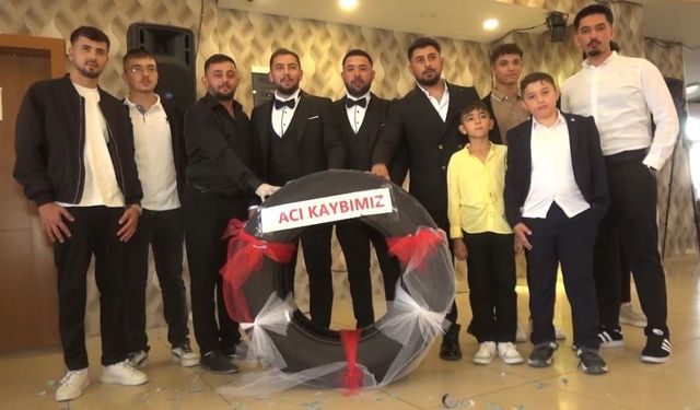 Sivas'ta tır şoförü damada lastik takı!..