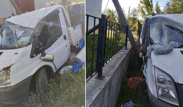 Sivas'ta kontrolden çıkan kamyonet duvara çarptı: 4 yaralı