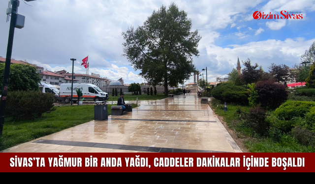 Sivas’ta Yağmur Bir Anda Yağdı, Caddeler Dakikalar İçinde Boşaldı