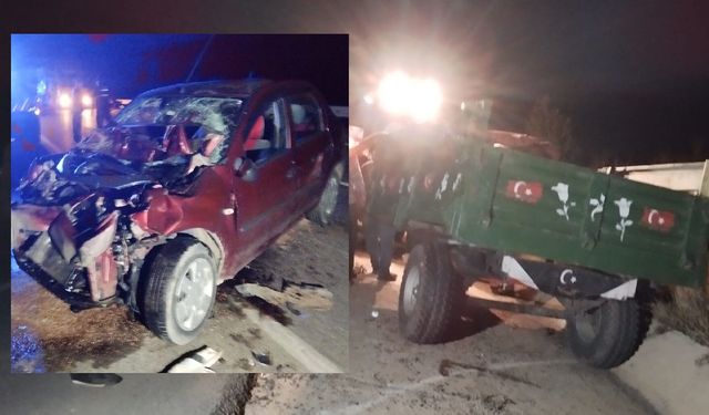 Sivas'ta traktör ile otomobilin çarpıştı!