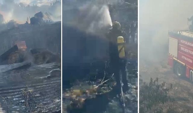 Sivas'ta çıkan yangında ahır ve samanlık küle döndü