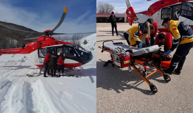 65 Yaşındaki Hasta İçin Kar Engeli Ambulans Helikopterle Aşıldı