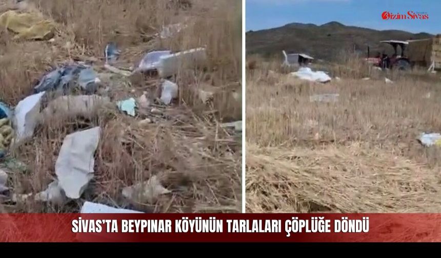 Sivas’ta Beypınar köyünün tarlaları çöplüğe döndü!