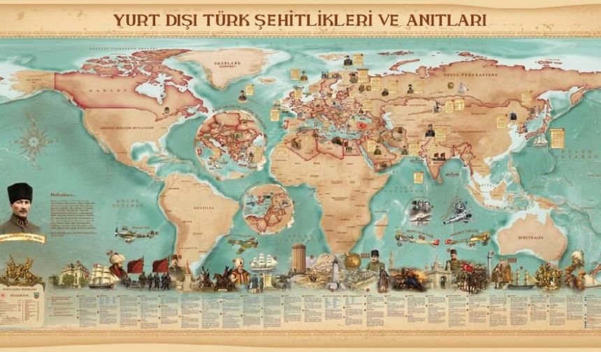 48 ülkede bulunan 172 Türk şehitliği tek haritada